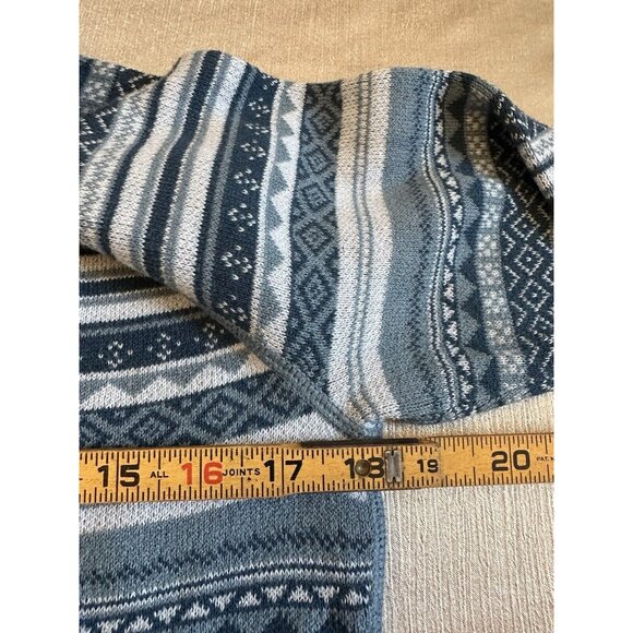 Eddie‎ Bauer 1/4 Zip Nordic Fair Isle Sweater Womens Sz Small Blue High Neck - Picture 5 of 8